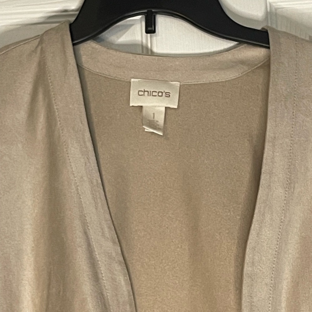 Chico's Faux Suede Laser Cut Open Cardigan Size 1 Medium - Picture 6 of 8